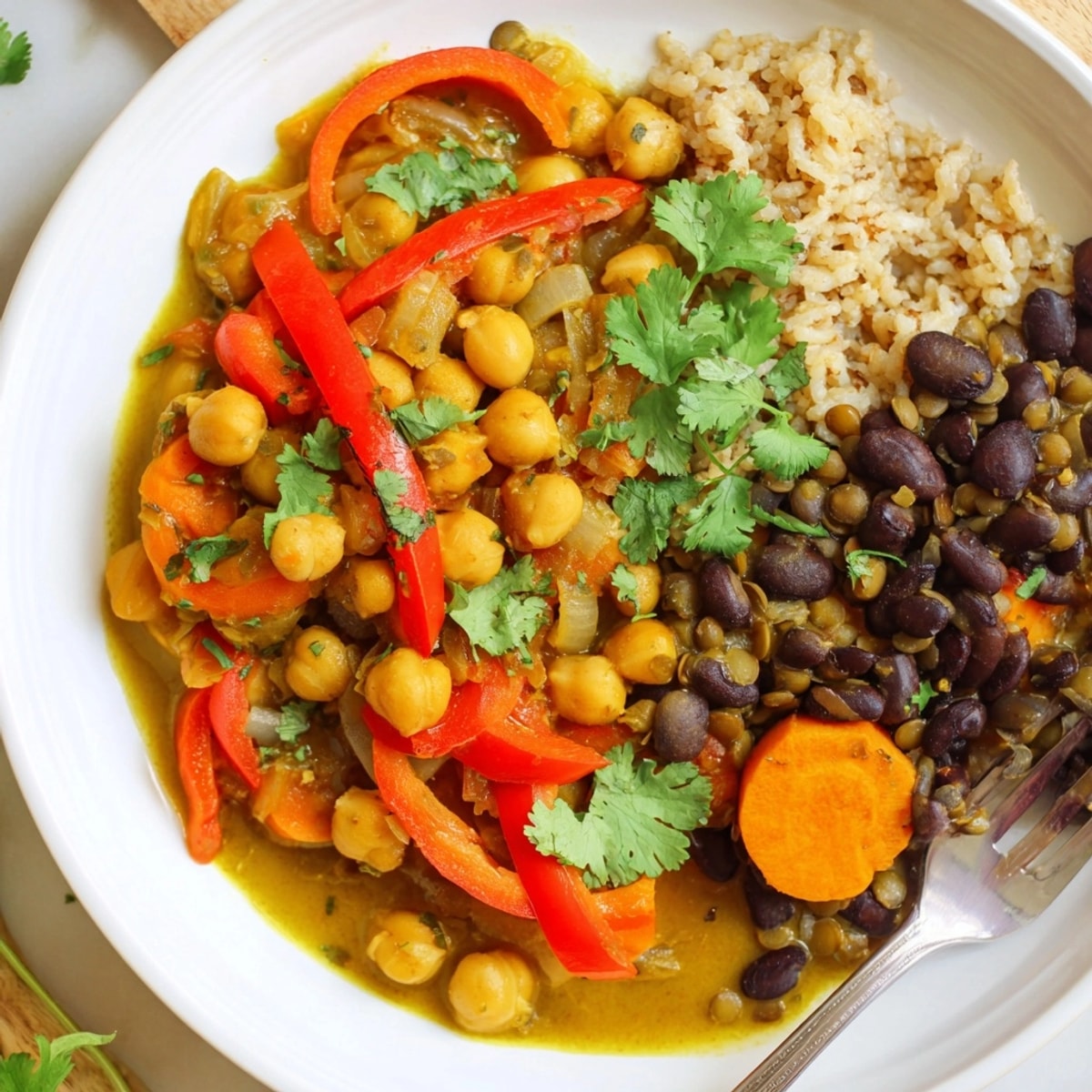 Colorful Single-Pan Global Curries, showcasing fragrant spices and creamy textures, served with rice.