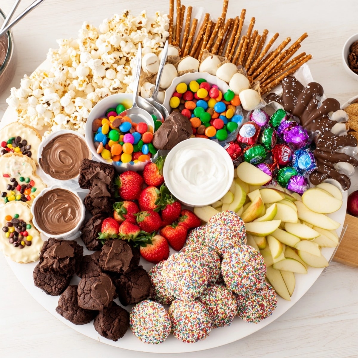 A Dessert Board recipe perfect for parties, featuring chocolates, candies and bite-sized desserts.