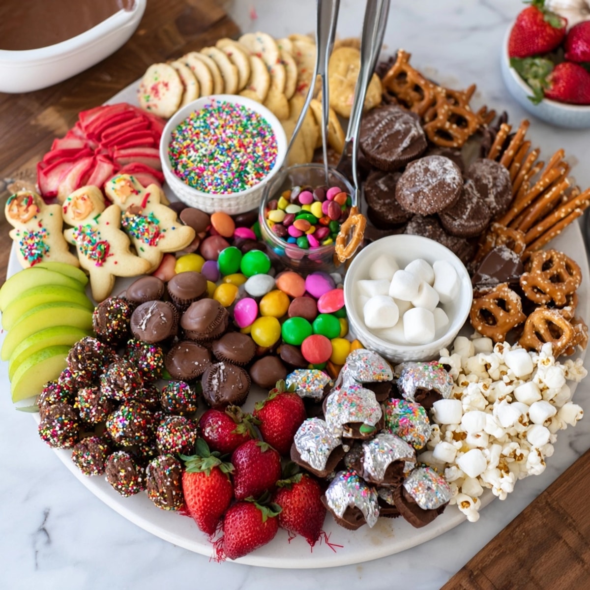 Close-up on a festive Dessert Board offering an irresistible mix of textures and flavors.