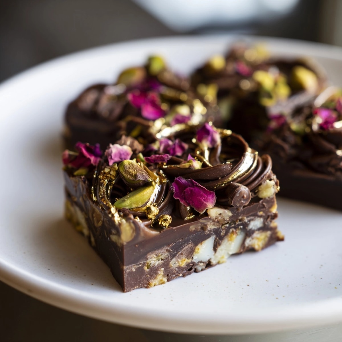 Swirls of spiced date caramel atop crunchy *chocolate bar inspired creations*, ready to slice and enjoy!