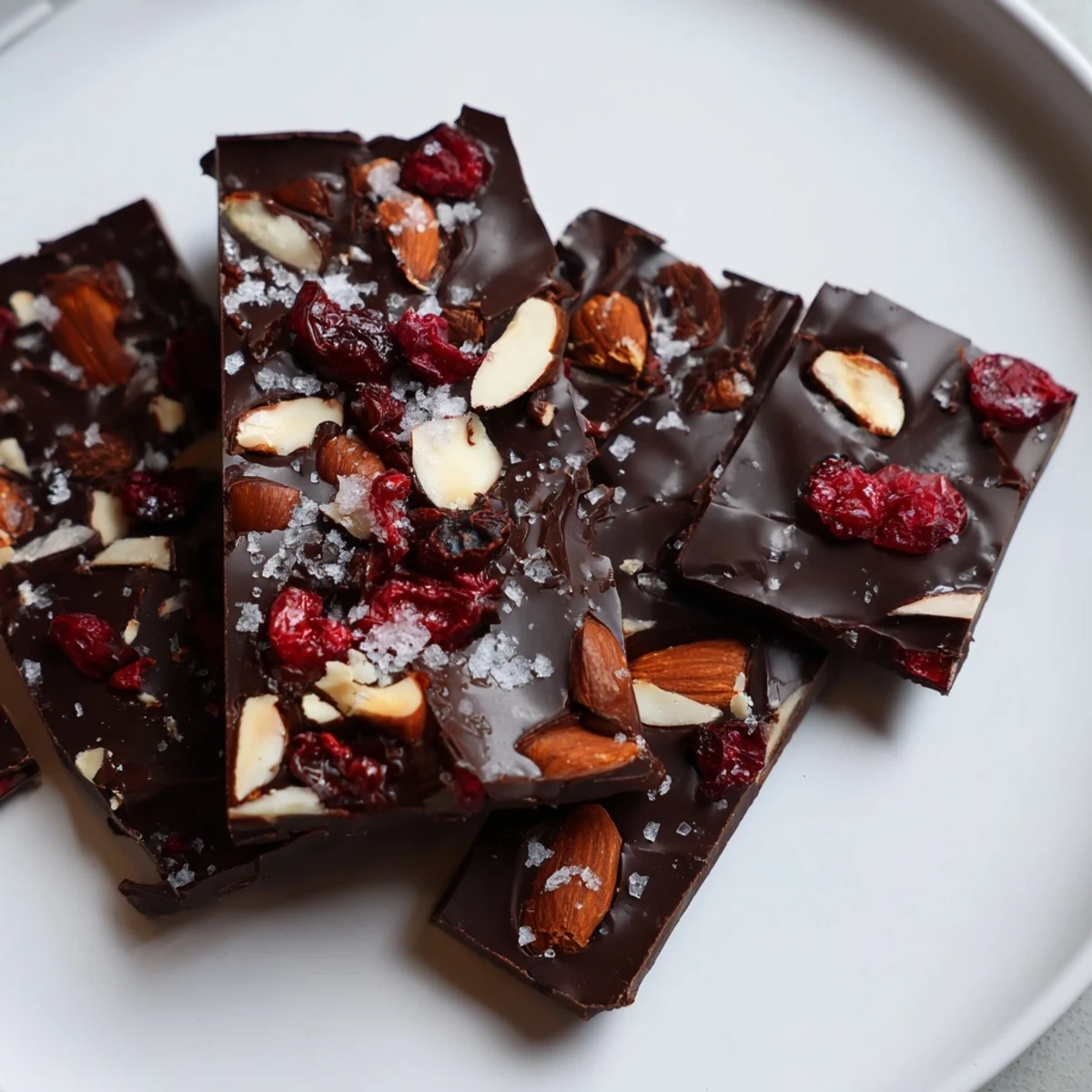 Close-up of a smooth, rich chocolate bar, displaying a satisfying snap when broken apart.