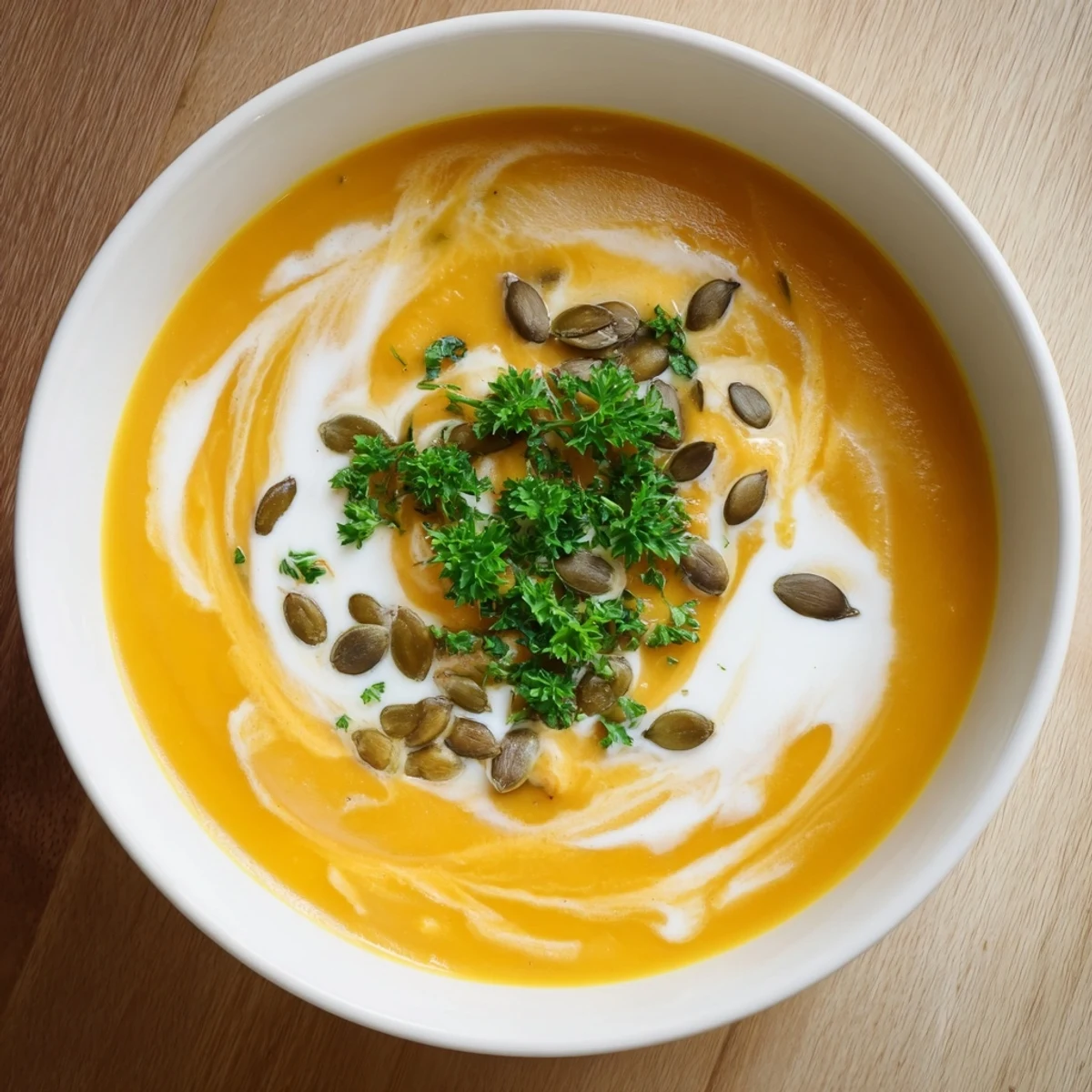 Bright orange Butternut Squash and Apple Soup, a comforting and flavorful fall meal.