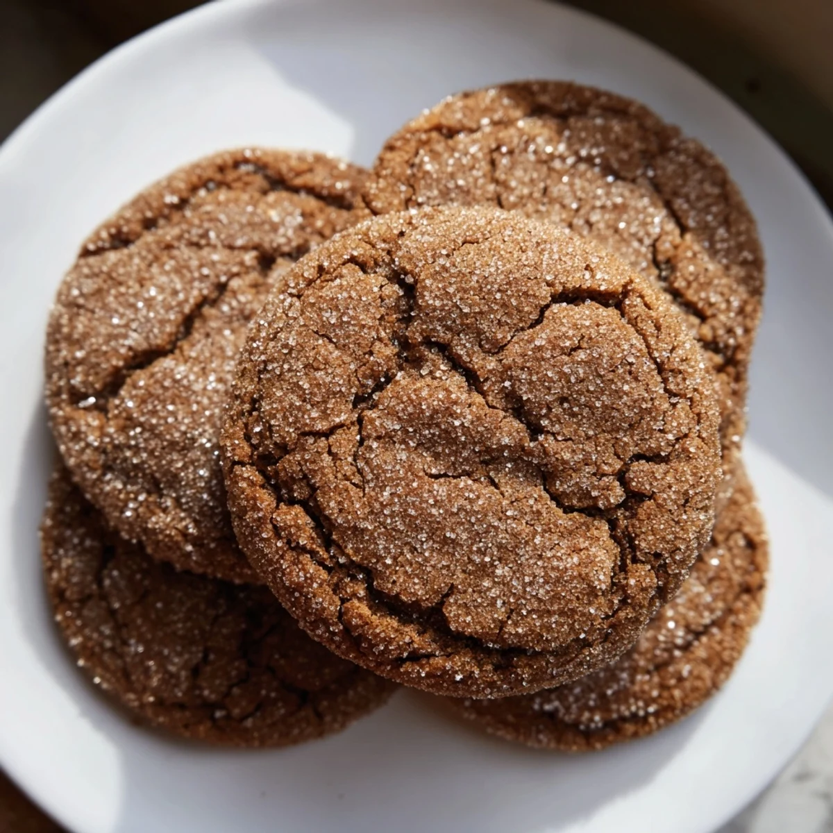Warm spiced molasses cookies piled high, inviting a bite after baking in the oven.
