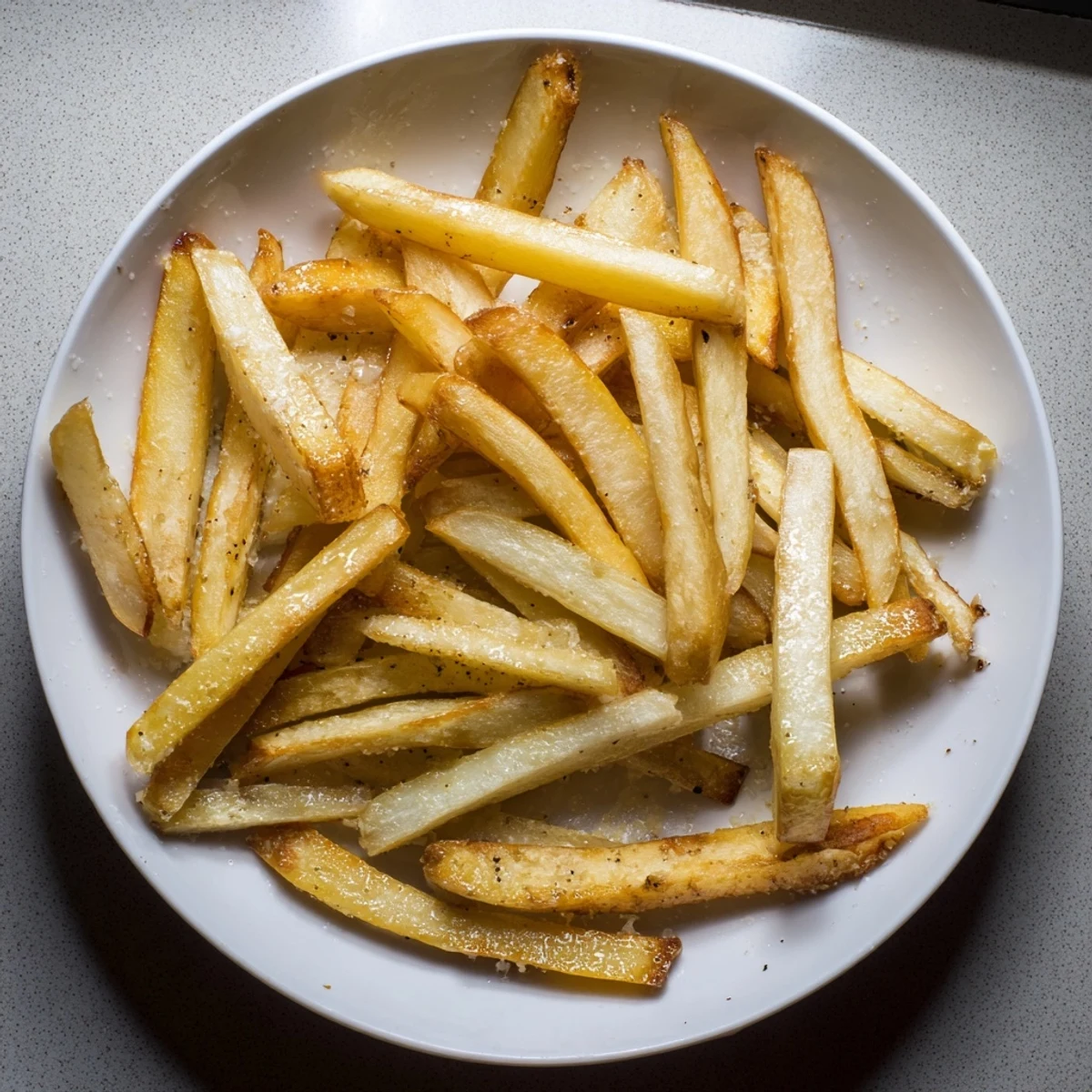 Golden, crispy oven baked French fries ready for dipping, promising a satisfying crunch with every bite.