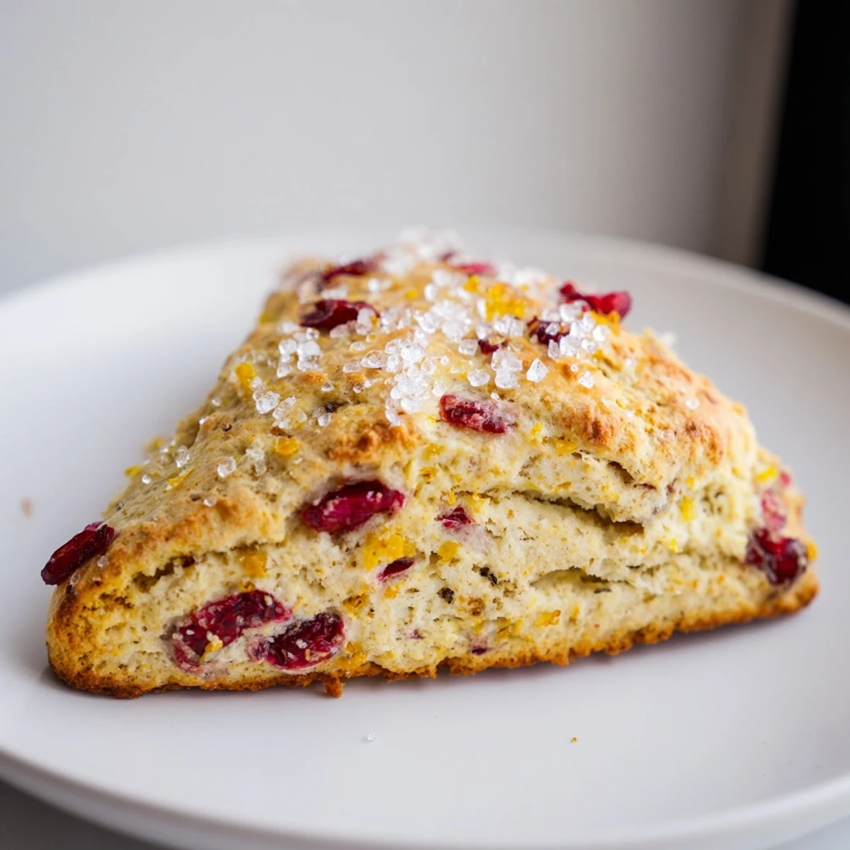 A close-up of fluffy cranberry orange scones, perfect for a cozy brunch or tea party.