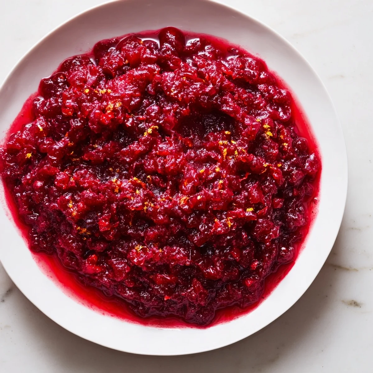 Tart, glistening cranberry sauce with ginger; a holiday favorite ready to brighten your plate.