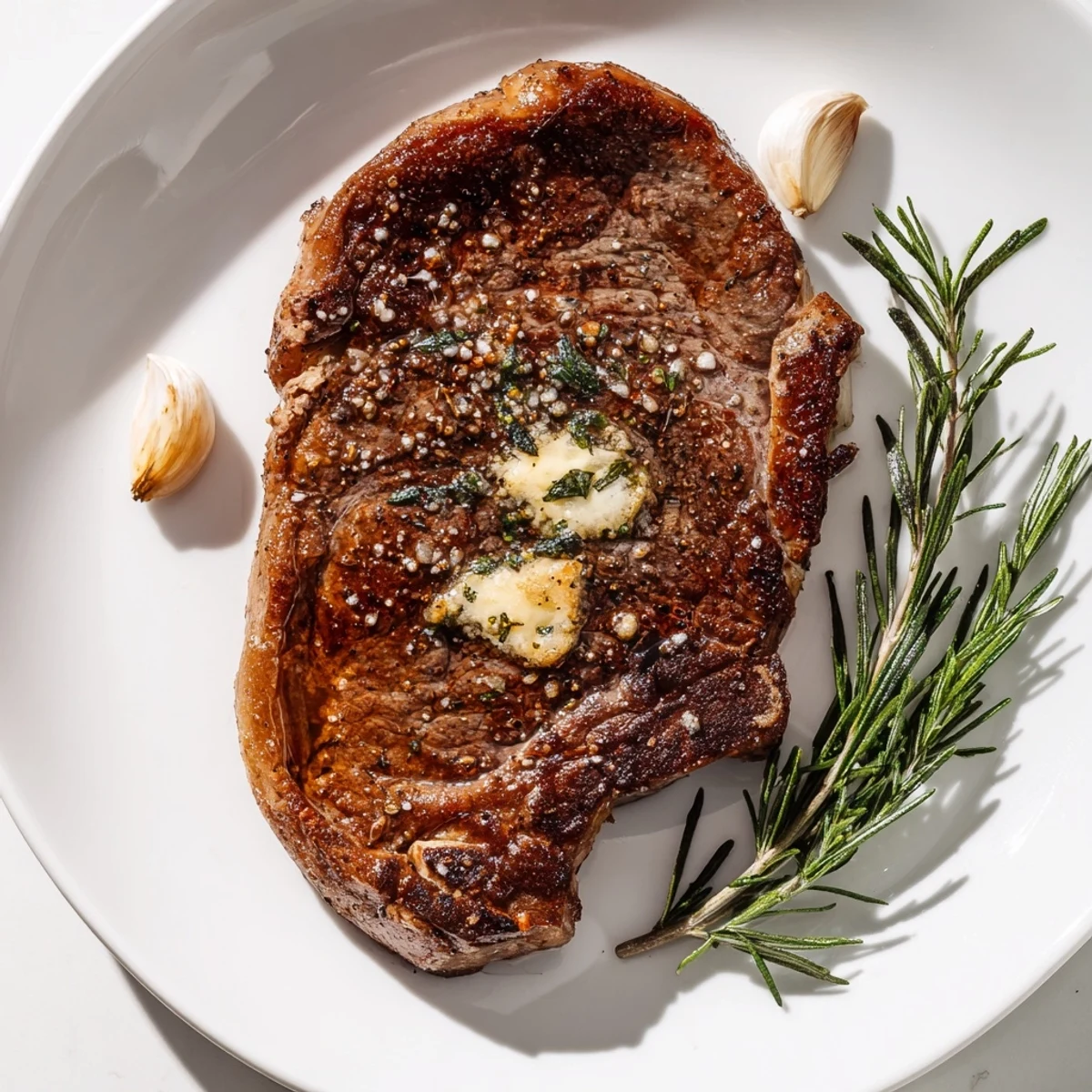 Herb-infused beef ribeye steak, a perfectly cooked, golden-crusted masterpiece for a delicious dinner.