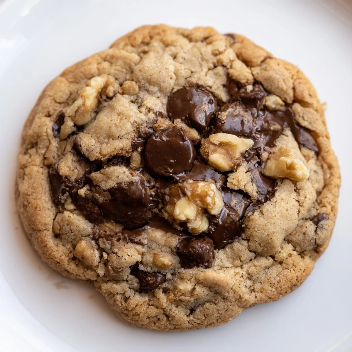 Golden, melty chocolate chip cookies piled high, offering a delicious, warm, sweet aroma.