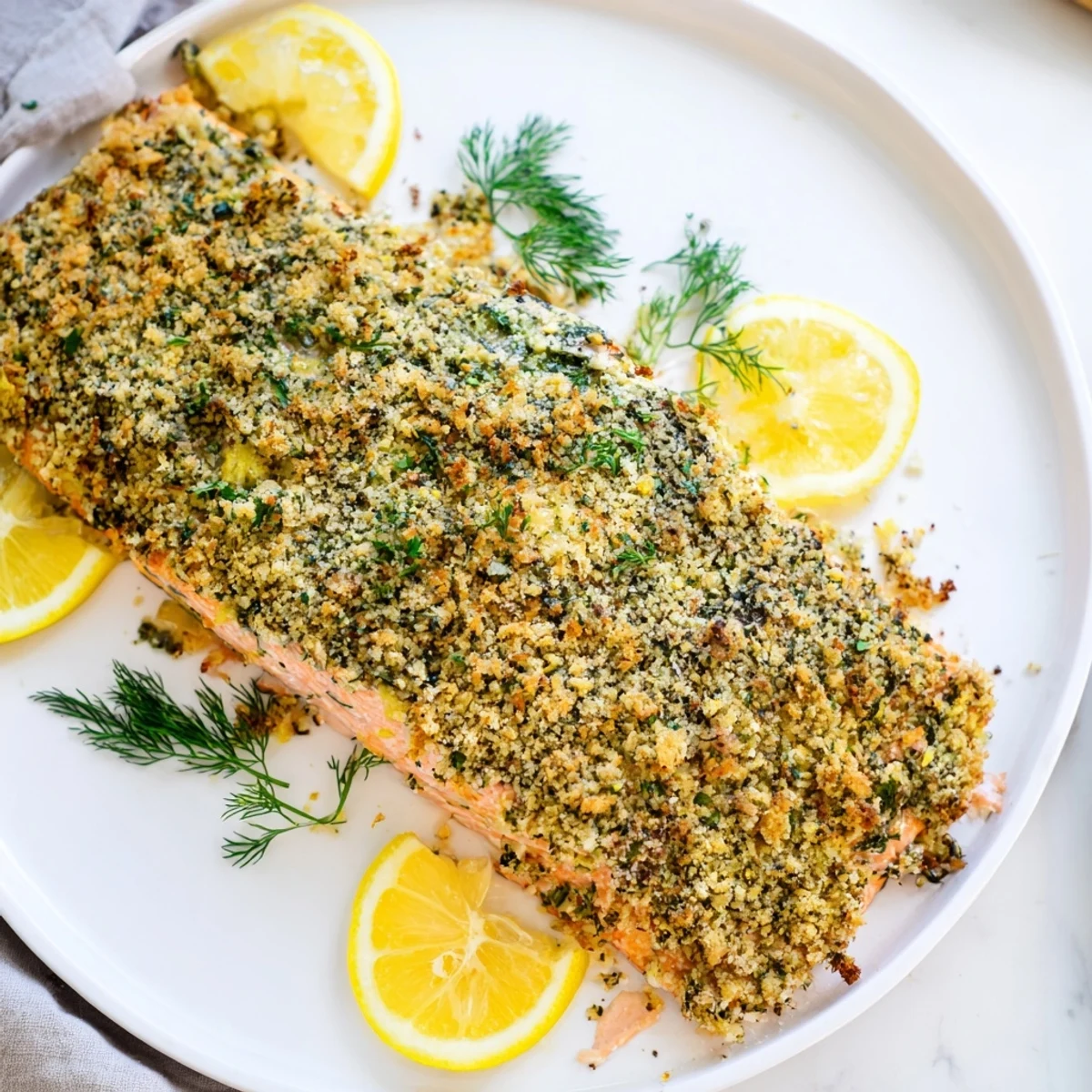 Moist and flavorful baked salmon, a healthy main course with bright herb and lemon flavors.