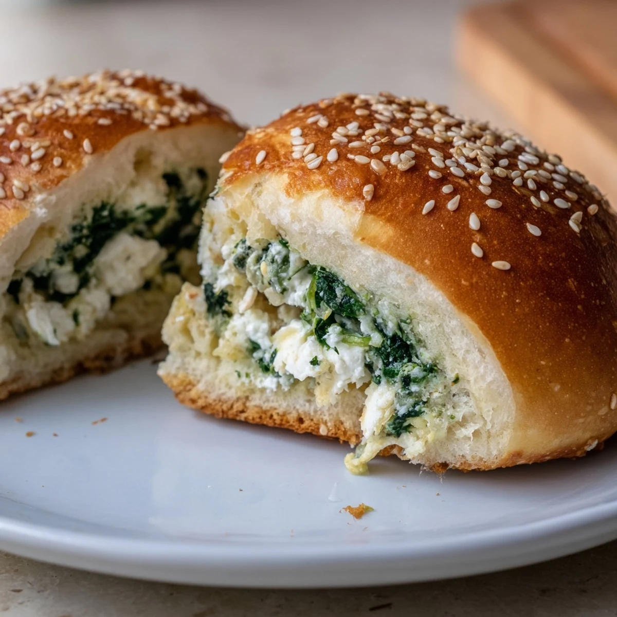 Golden-brown savory rolls with a bubbling cheese and spinach filling, ready to serve warm.