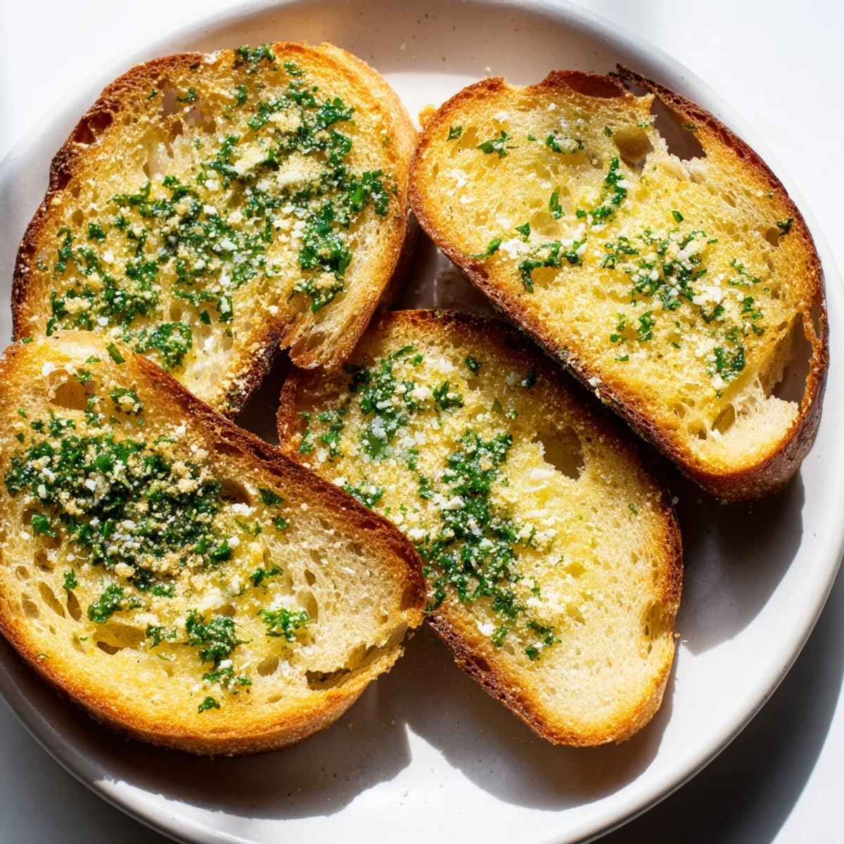 Golden, crispy garlic toast, perfectly buttered and ready to enjoy as a flavorful side.