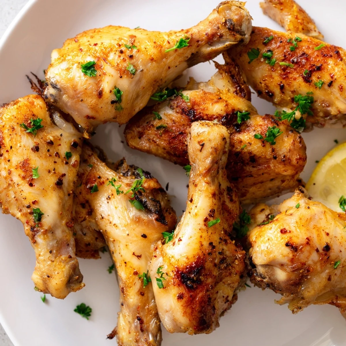Freshly roasted chicken wings glistening from the oven, a flavorful appetizer, perfect for sharing.