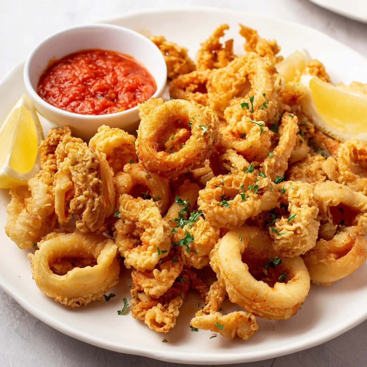 Served piping hot, this crispy calamari recipe presents light, golden calamari with zesty marinara.