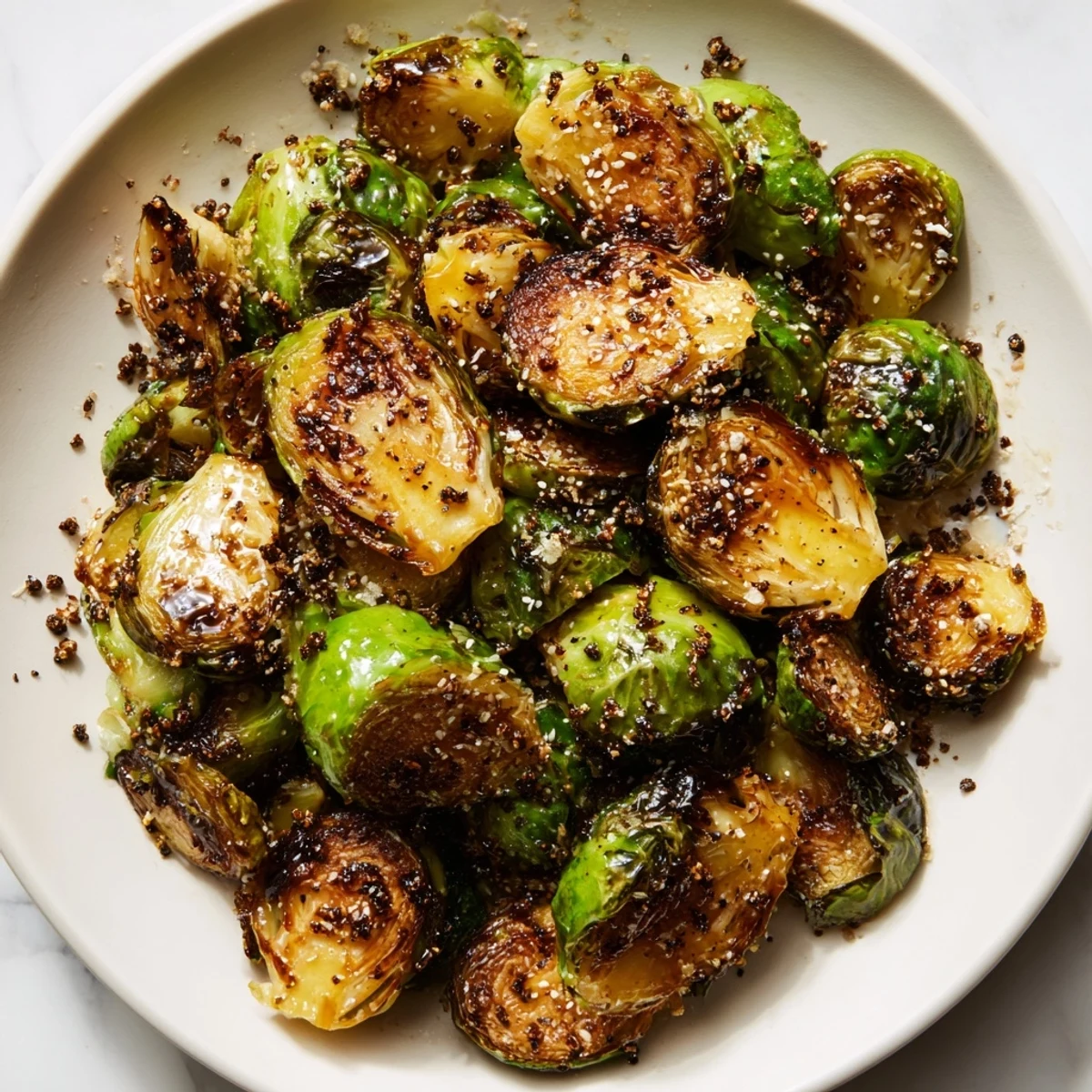 Crispy edges and sweet balsamic glaze coat these delicious Roasted Brussels Sprouts perfectly.