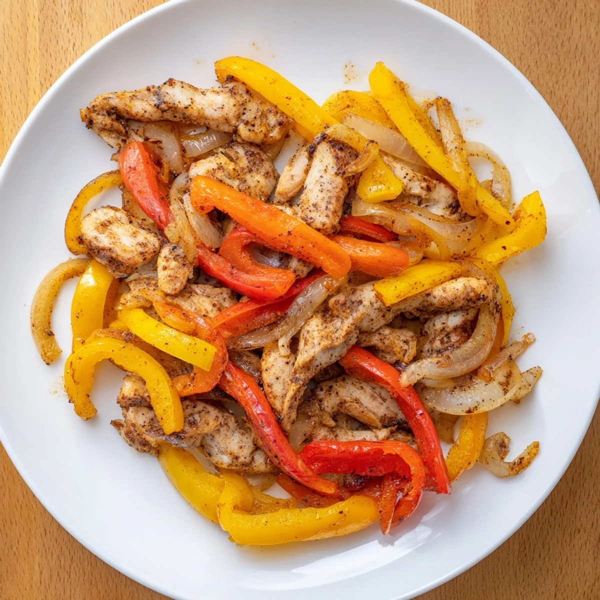 Sheet Pan Chicken Fajitas with golden-brown chicken and colorful vegetables ready to fill warm tortillas.