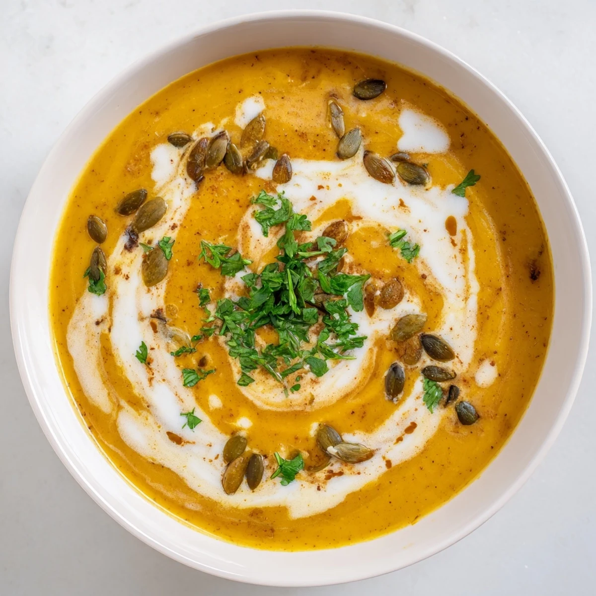 Enjoy a warm bowl of flavorful roasted butternut squash soup, perfect for cool autumn evenings.
