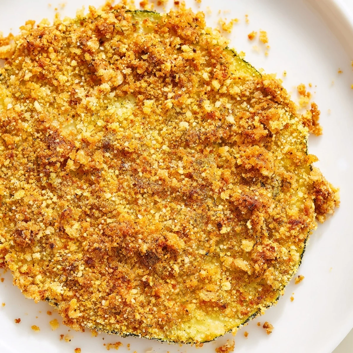 Golden brown Crispy Air Fryer Zucchini Chips arranged in a single layer, garnished with fresh lemon wedges on the side.
