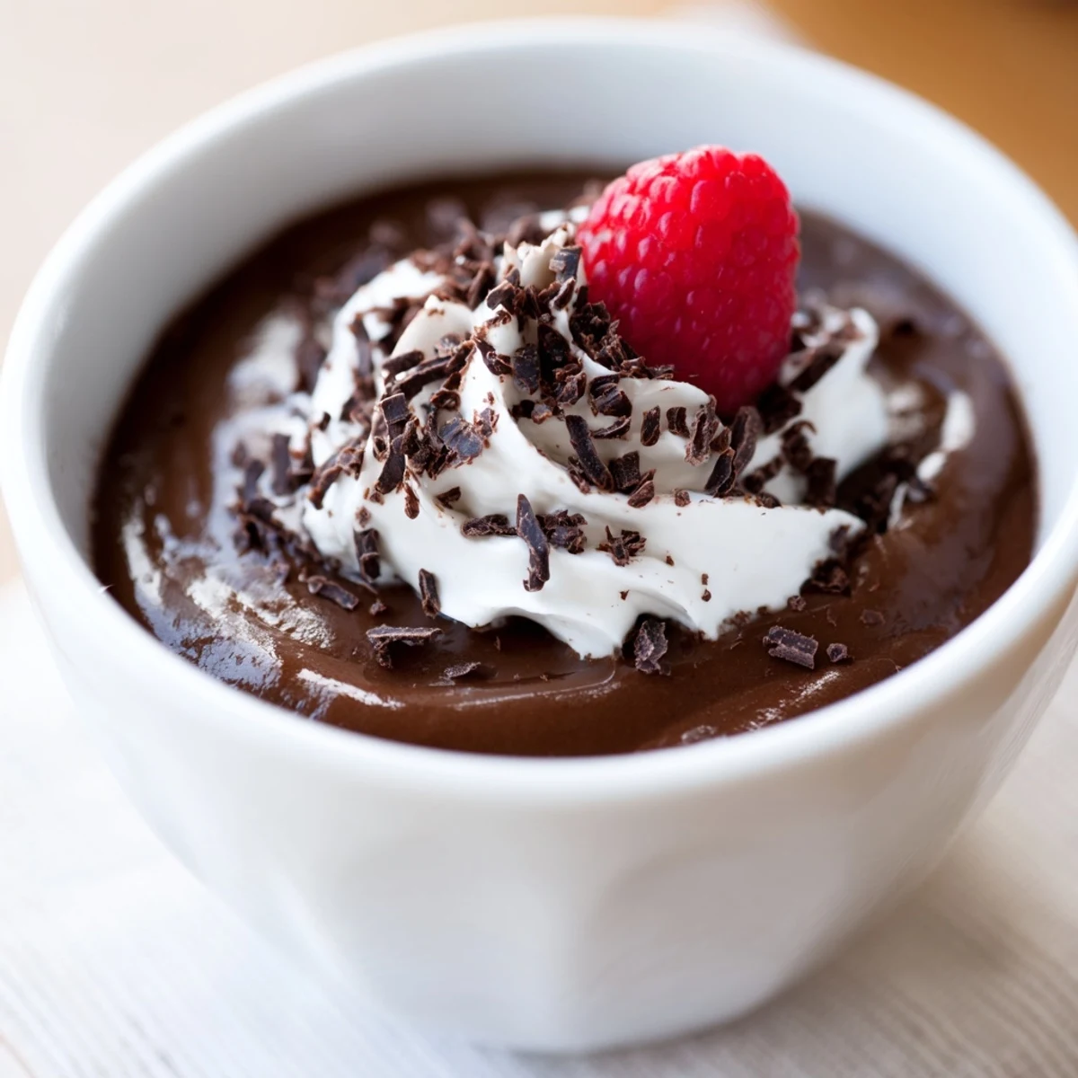 A spoon is ready to scoop the rich, creamy chocolate mousse for a midday treat.