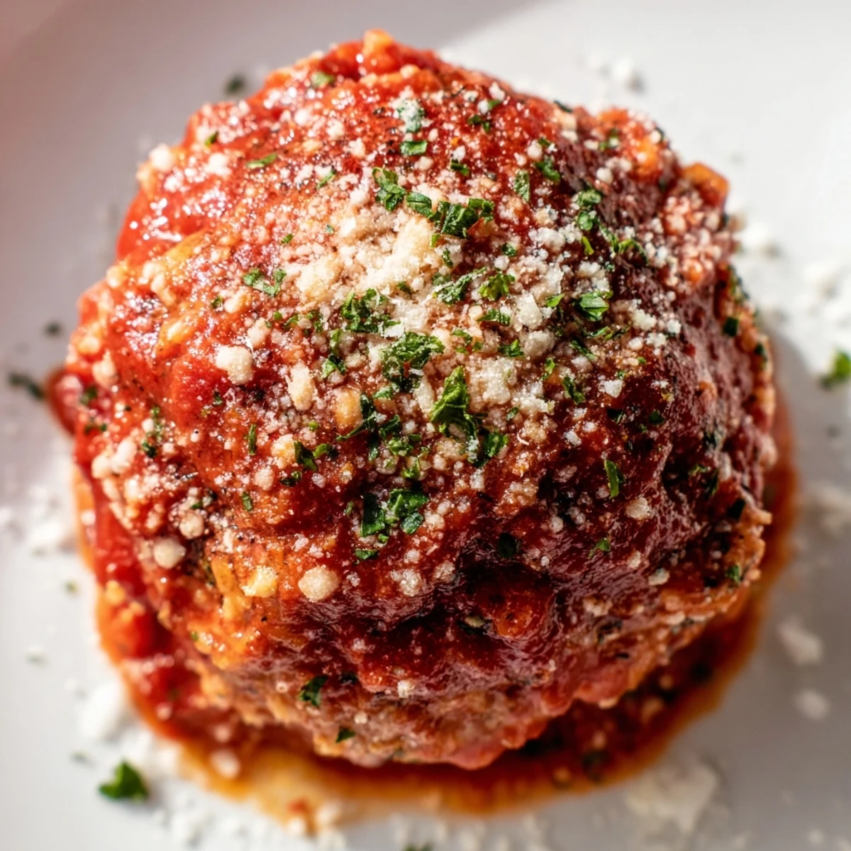 Golden brown turkey meatballs simmering in a rich, herbed marinara sauce, perfect for a hearty game day appetizer.