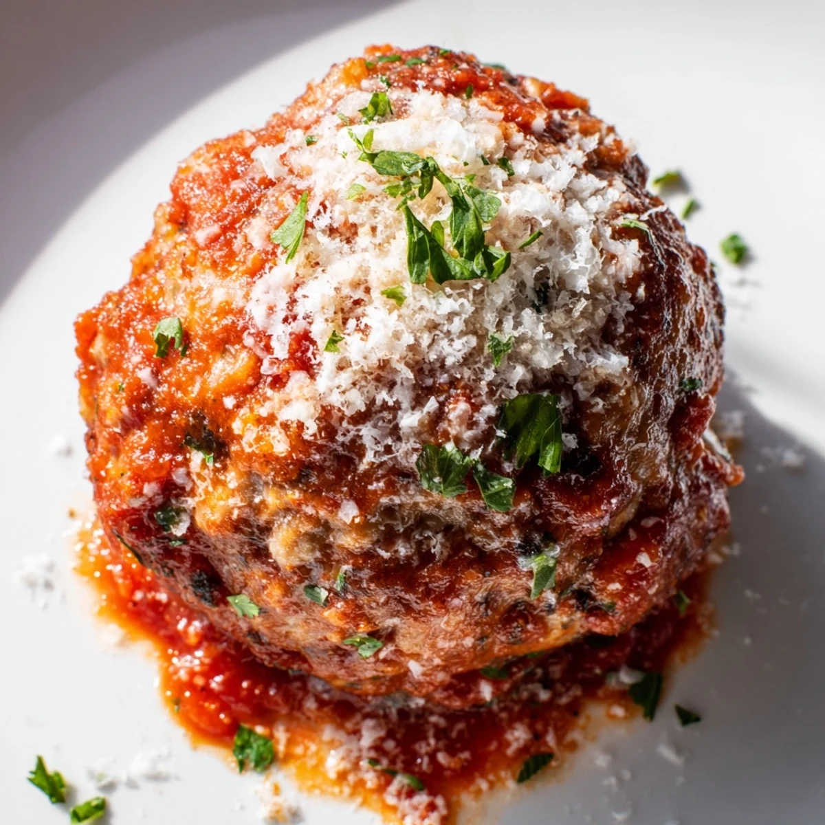 Savory Touchdown Turkey Meatballs in a simmering marinara sauce, served from a rustic cast-iron skillet.