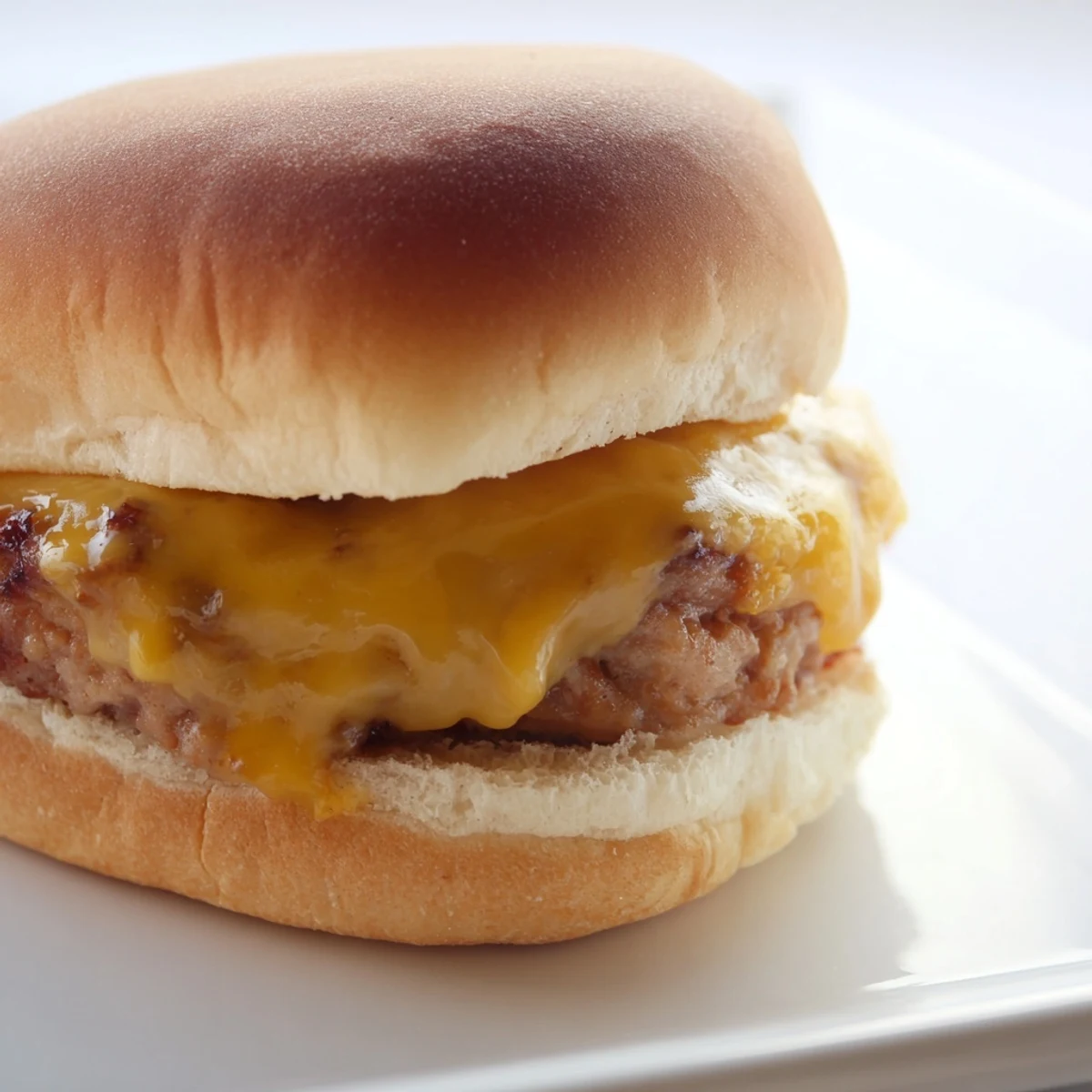 Homemade turkey cheese burger on a toasted bun, featuring melted cheese and classic fixings, ready to serve for dinner.