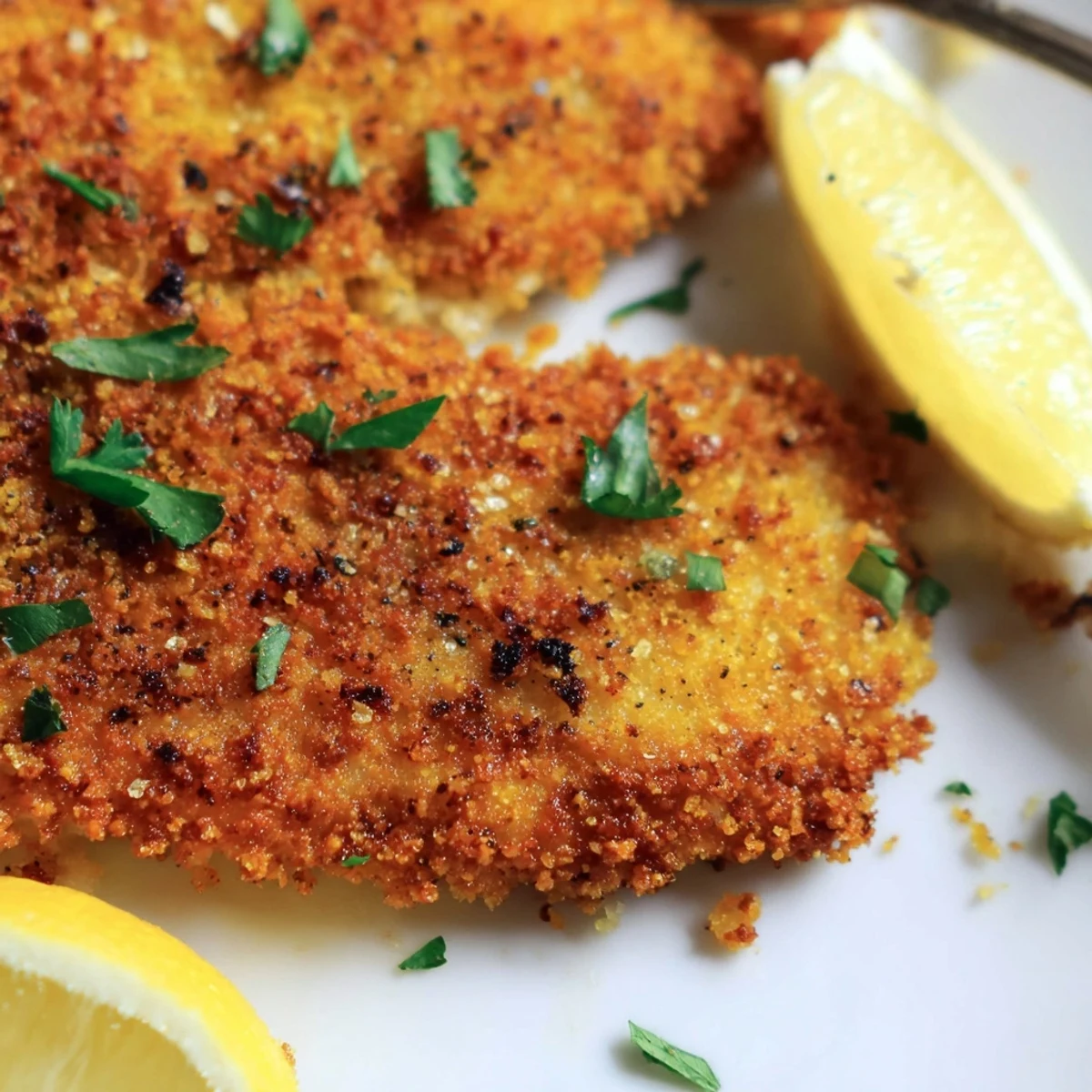 Freshly fried Cajun fish fillets with a crunchy crust and a squeeze of lemon, perfect for a Southern meal.
