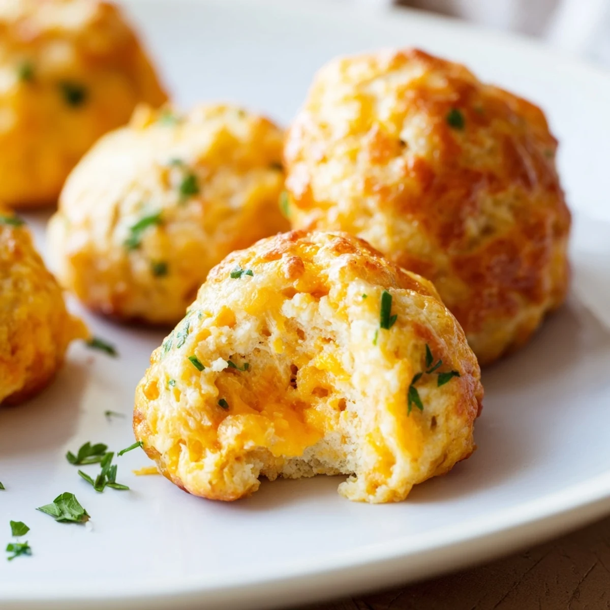 Golden-brown Tailgate Sausage and Cheese Balls rest on a baking sheet, showcasing a crispy exterior and melted cheddar bits, perfect for a game day snack.