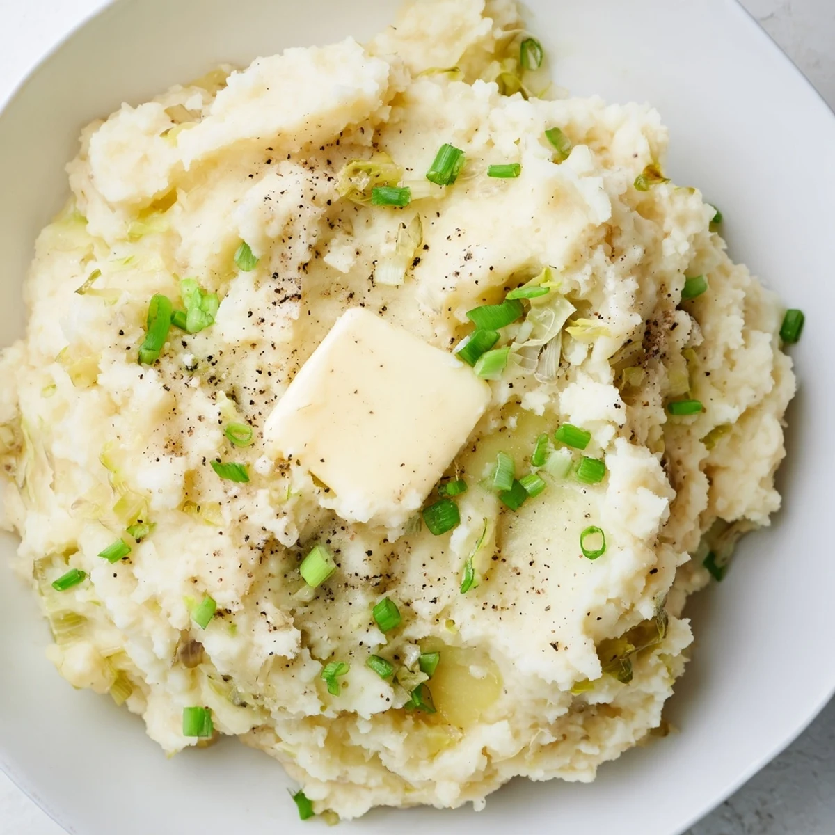 Hearty St. Patrick's Day Colcannon Mashed Potatoes blended with tender cabbage and scallions, perfect for a cozy St. Paddy's Day dinner.