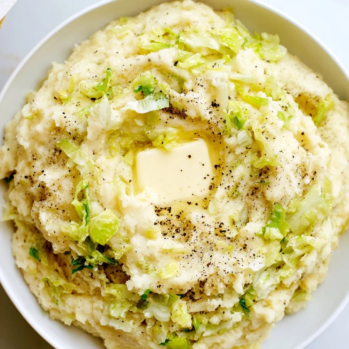 Warm St. Patrick's Day Colcannon Mashed Potatoes garnished with fresh green onions, showcasing the fluffy texture of this traditional Irish side dish.