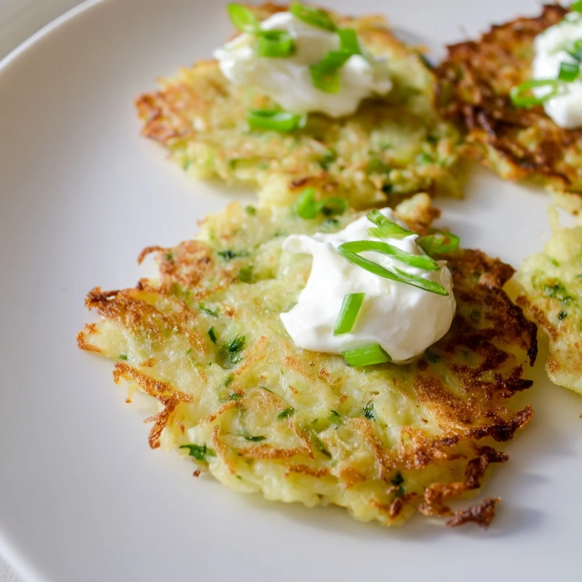 Stack of Irish Boxty Potato Pancakes with visible scallions, steam rising, ready for a hearty breakfast or savory side dish.