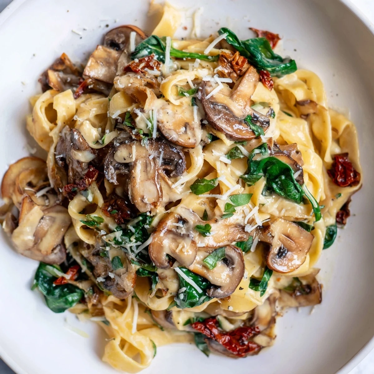 Tender mushrooms and sun-dried tomatoes create a rich, comforting aroma in this one-pan Creamy Tuscan Mushroom Pasta Skillet.
