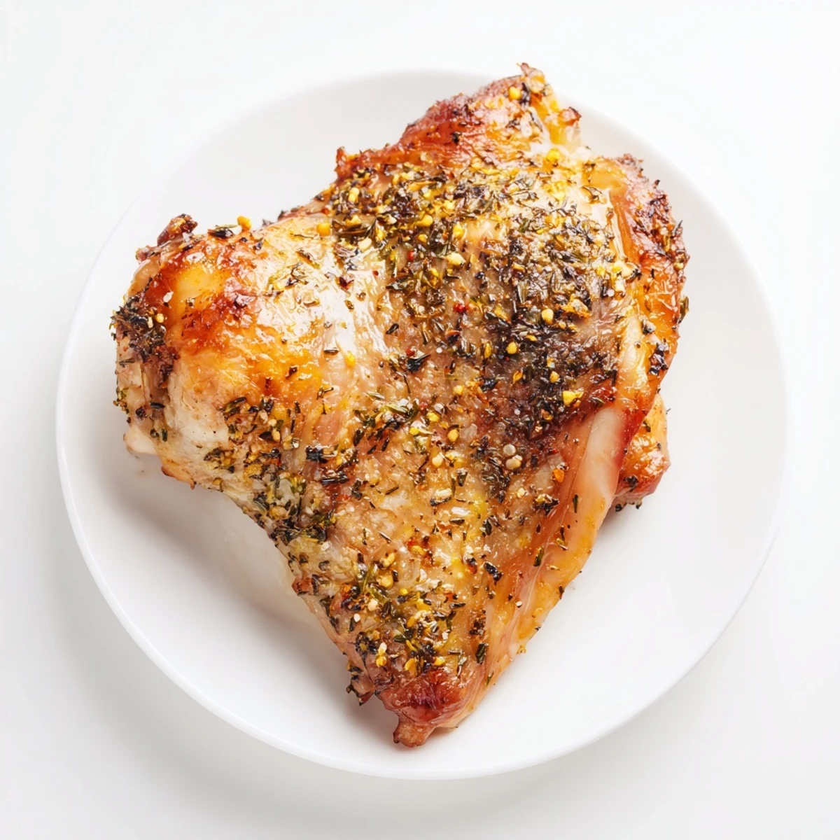 Roasted Zaatar Chicken rests on a platter with crispy golden skin, surrounded by roasted onions and carrots.