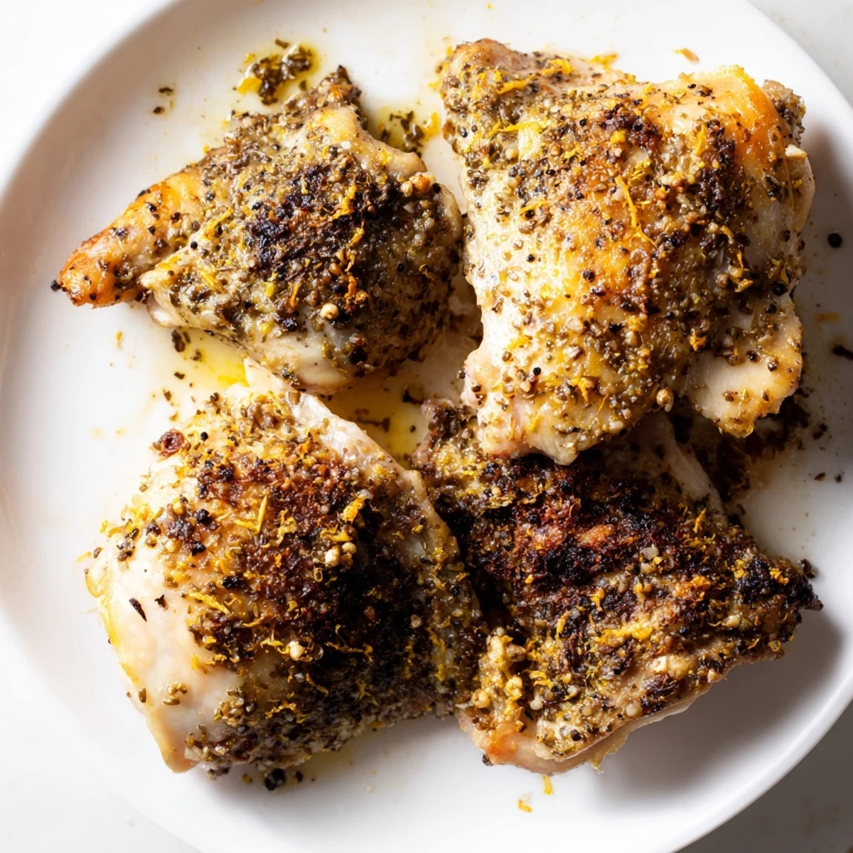 Family-style Roasted Zaatar Chicken is served on a wooden board with pan juices and a side salad for dinner.