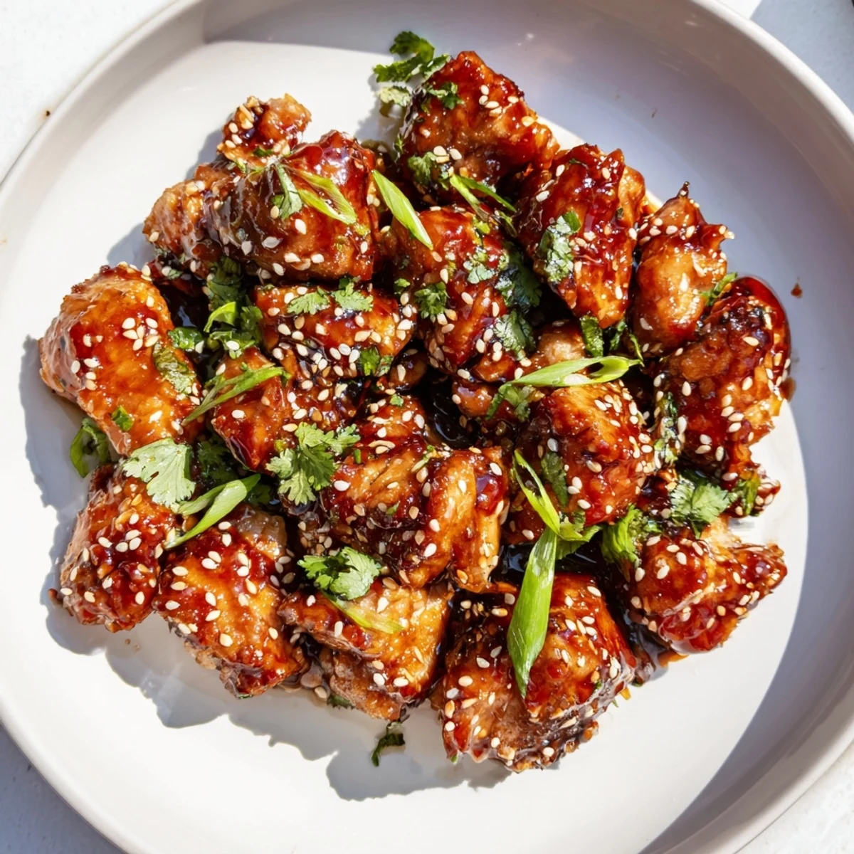 Homemade Sweet and Spicy Thai Chicken cooked in a wok, featuring golden-brown chicken tossed with fresh ginger and garlic.