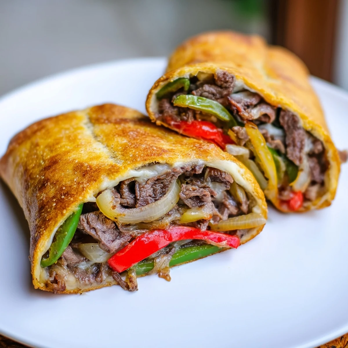 Golden-brown Ultimate Keto Philly Cheesesteak Rolls cooling on parchment paper, revealing melted provolone and savory steak filling.