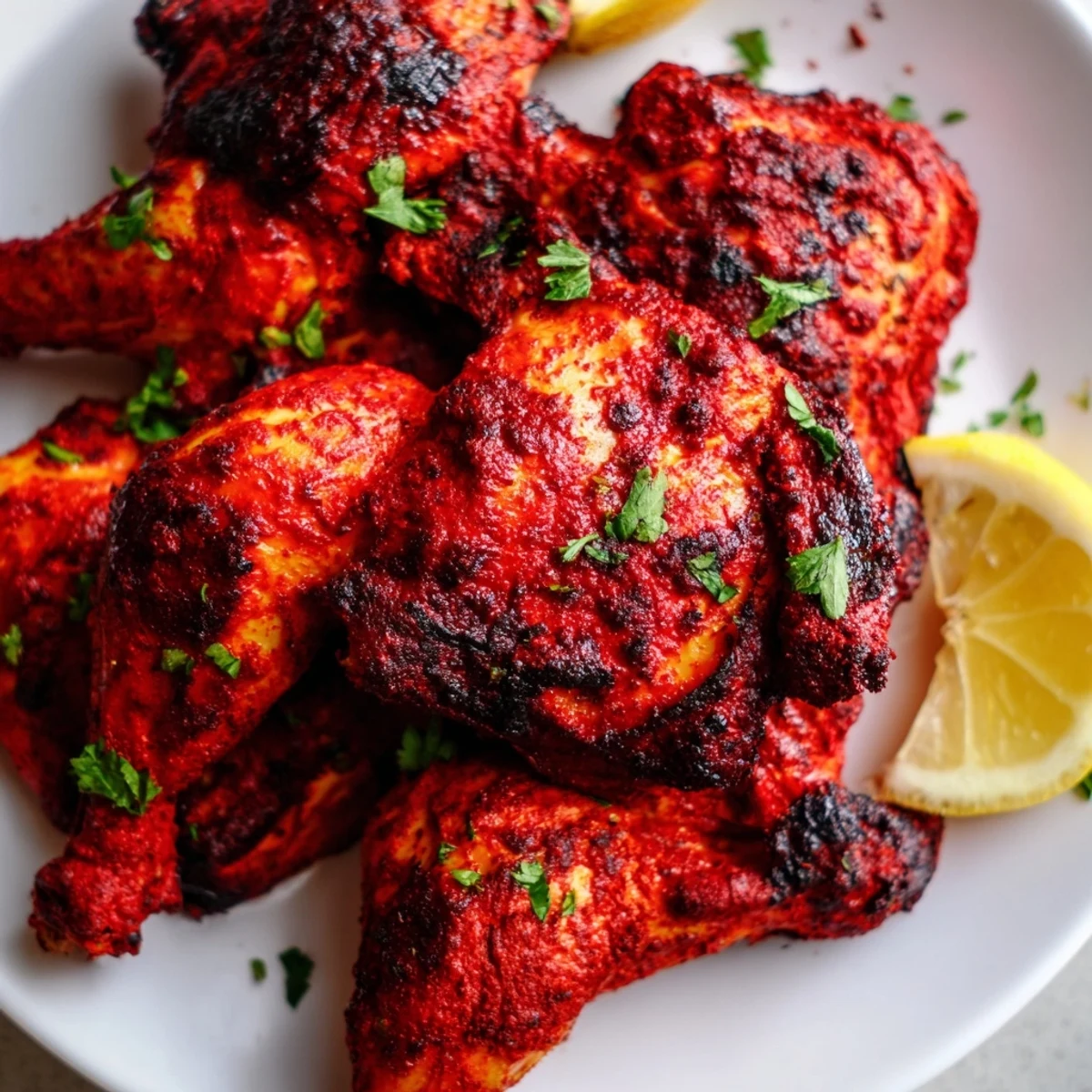 Plated Peri Peri Chicken Portuguese Style served with fresh salad and a glass of white wine.