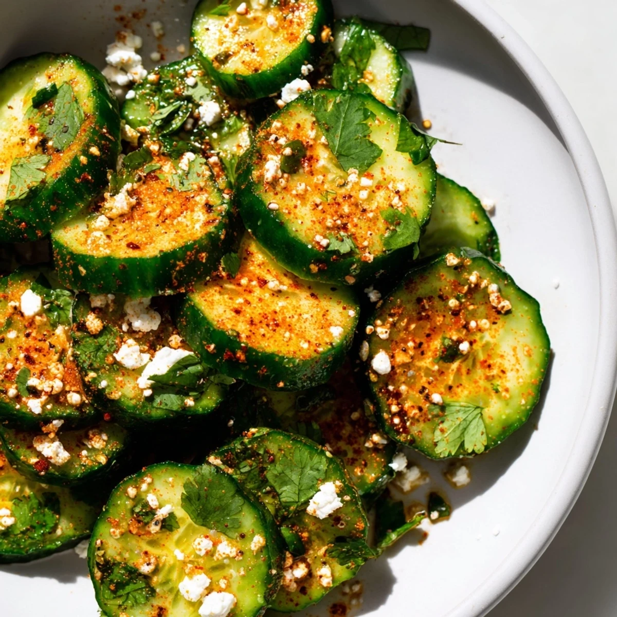 Chilled Mexican Style Cucumbers with a light lime glaze, perfect for a refreshing summer snack.