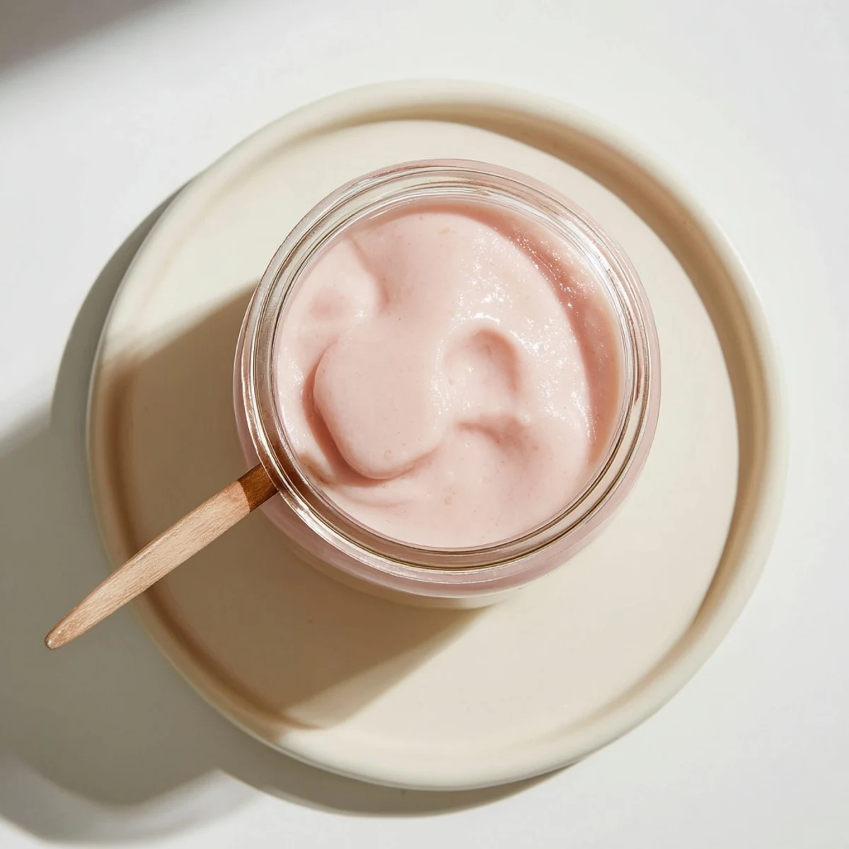 Creamy pink lemon curd spread with fresh zest and butter in a glass jar