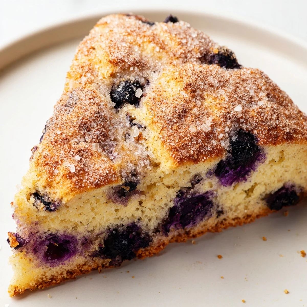 Flaky triangular pastries dotted with plump blueberries and dusted with aromatic Vietnamese cinnamon sugar on top