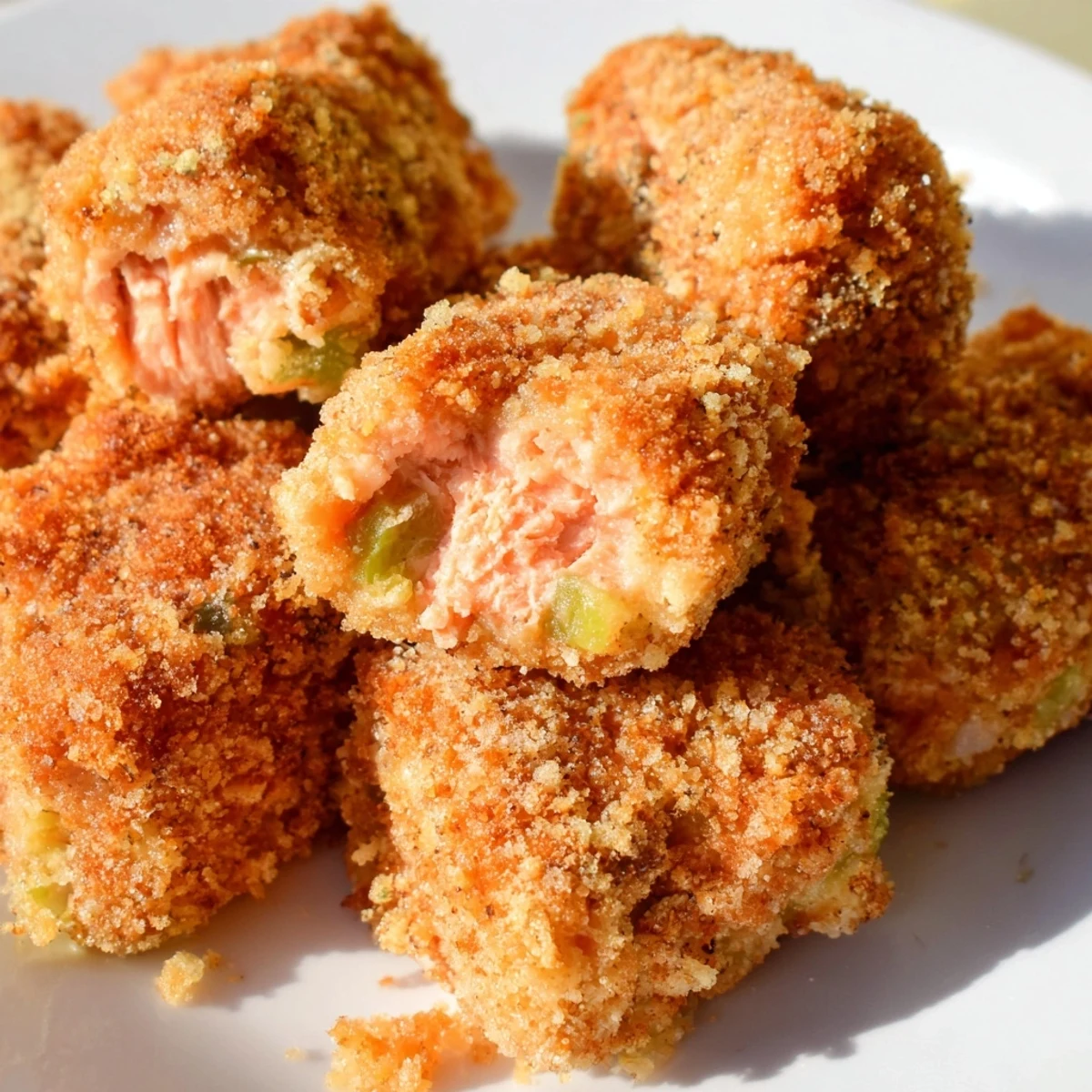 Homemade Southern salmon croquettes served with lemon wedges and tartar sauce