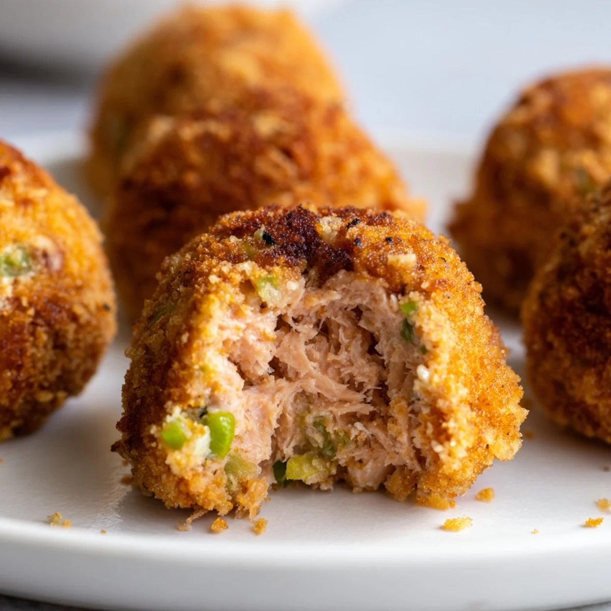 Plate of crispy Southern salmon croquettes paired with creamy coleslaw side dish