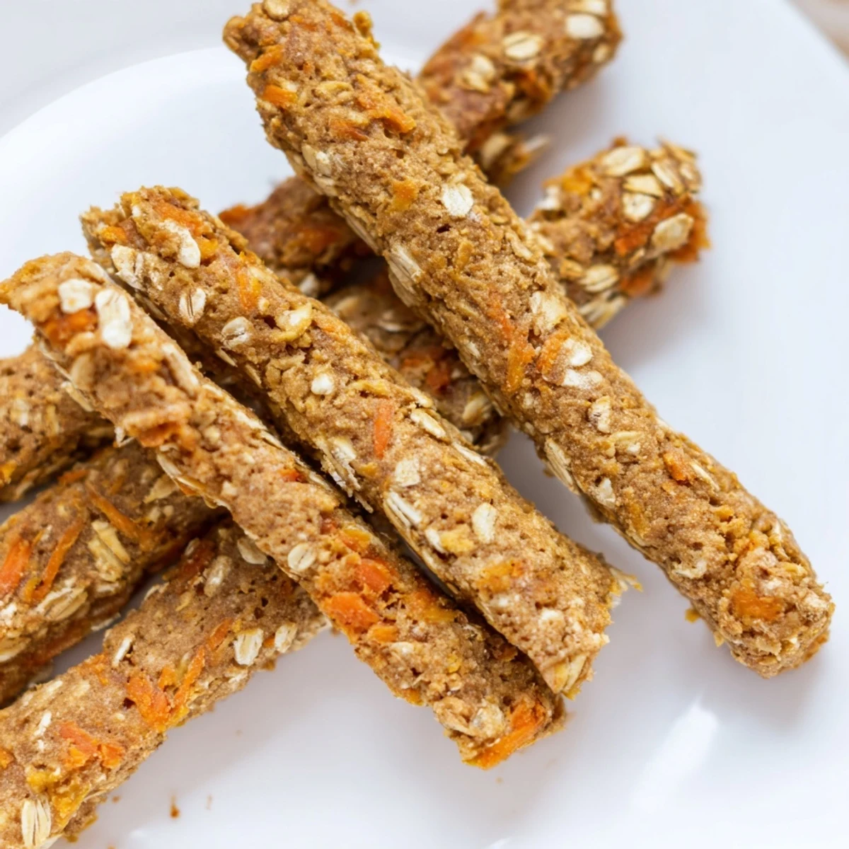 Crunchy baked apple carrot dog treats shaped into chew sticks perfect for rewarding your happy pup