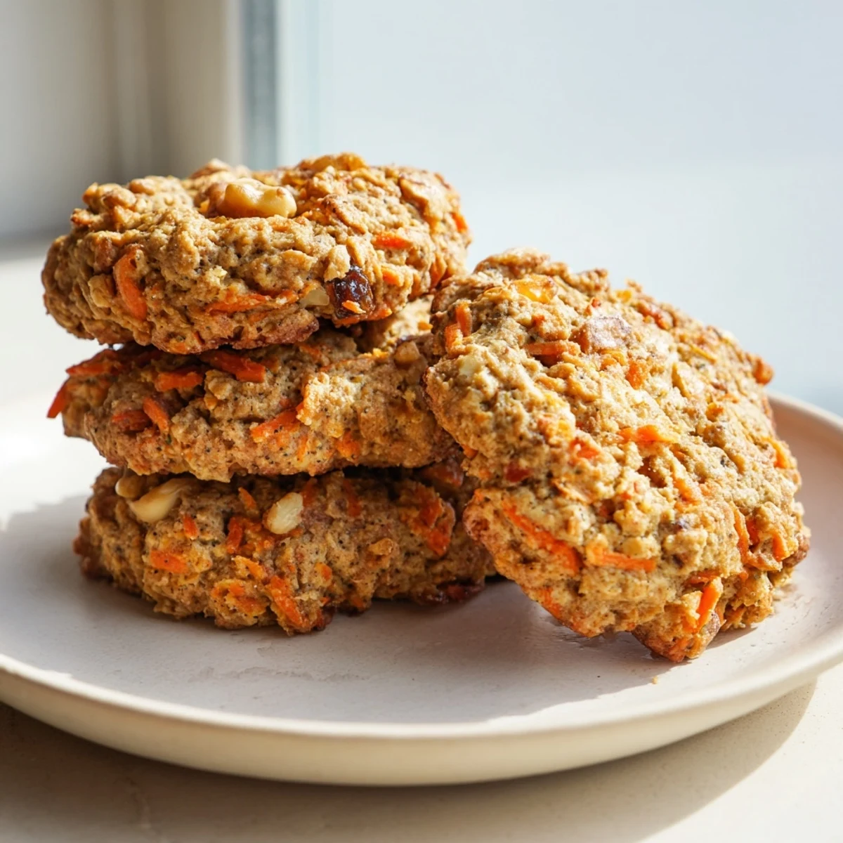 Soft chewy carrot cake cookies studded with grated carrots and warm cinnamon spices