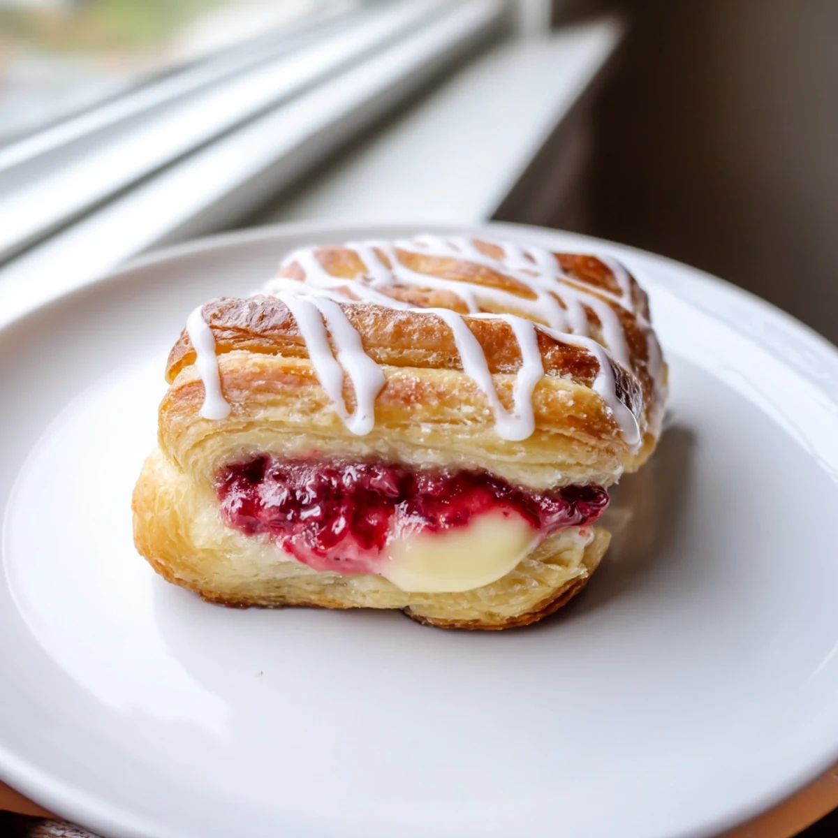 Flaky pastries filled with tangy cream cheese and juicy raspberries, perfect for a weekend brunch spread