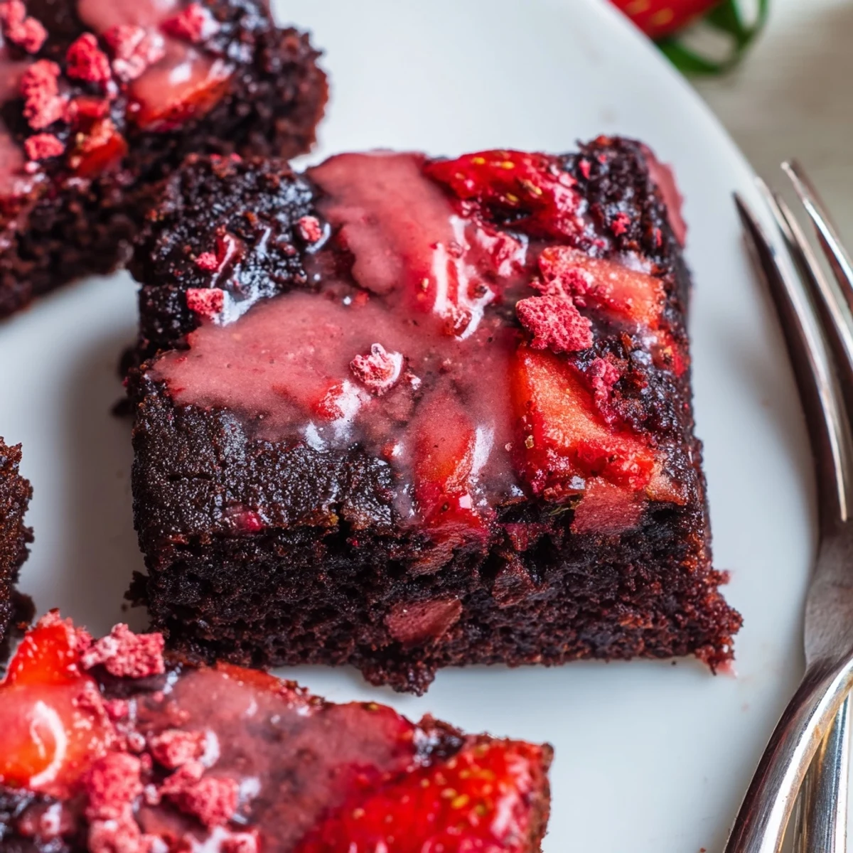 Strawberry Brownies Fudgy Squares