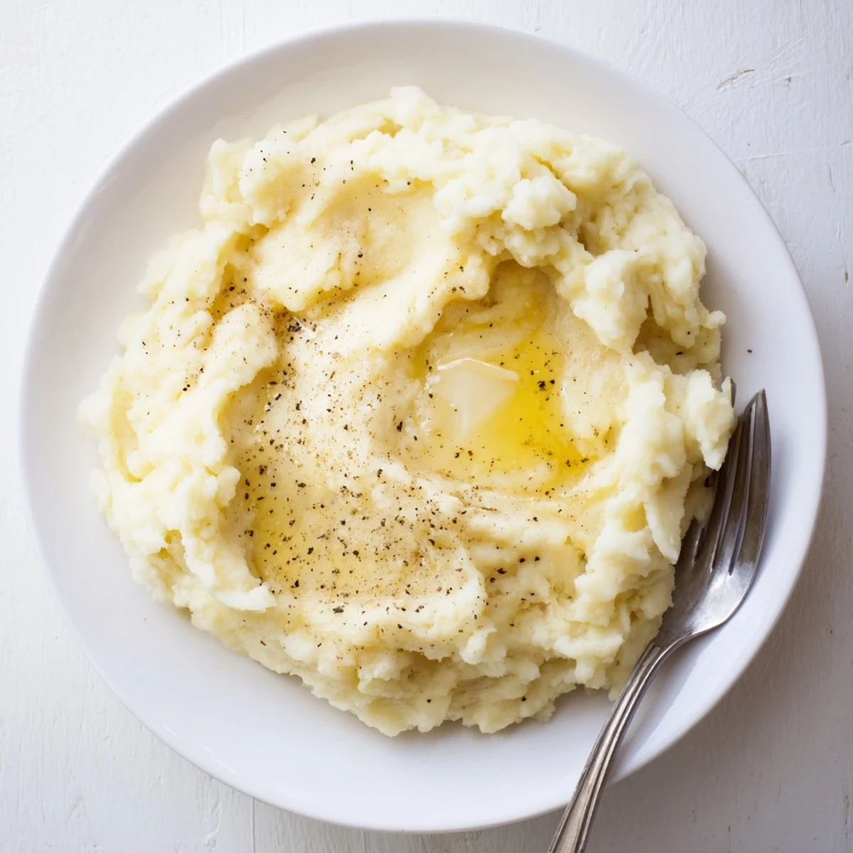 Classic American mashed potatoes served steaming hot alongside roast beef dinner