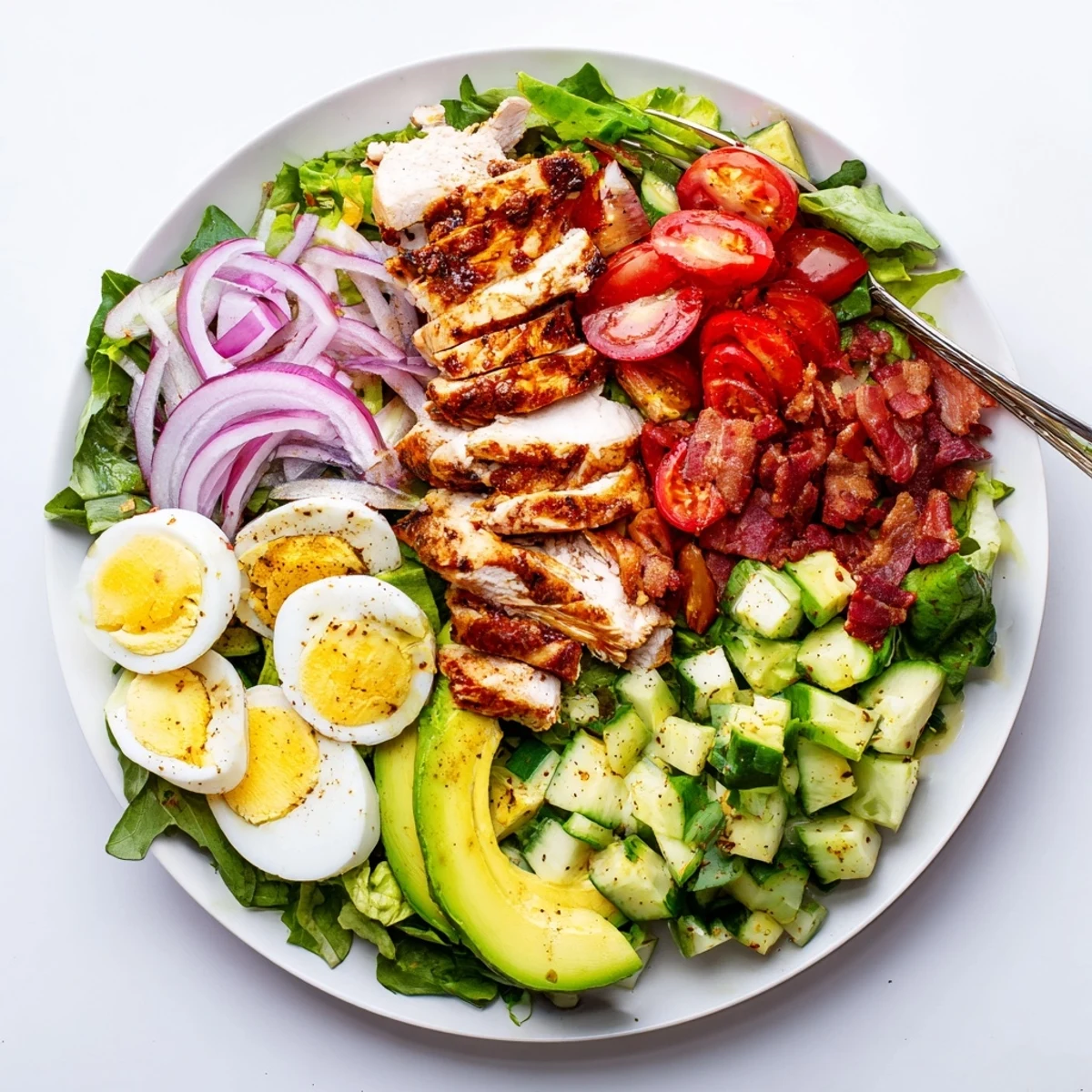 Wholesome Paleo Grilled Chicken Cobb Salad featuring crispy bacon, creamy avocado, and protein-rich grilled chicken