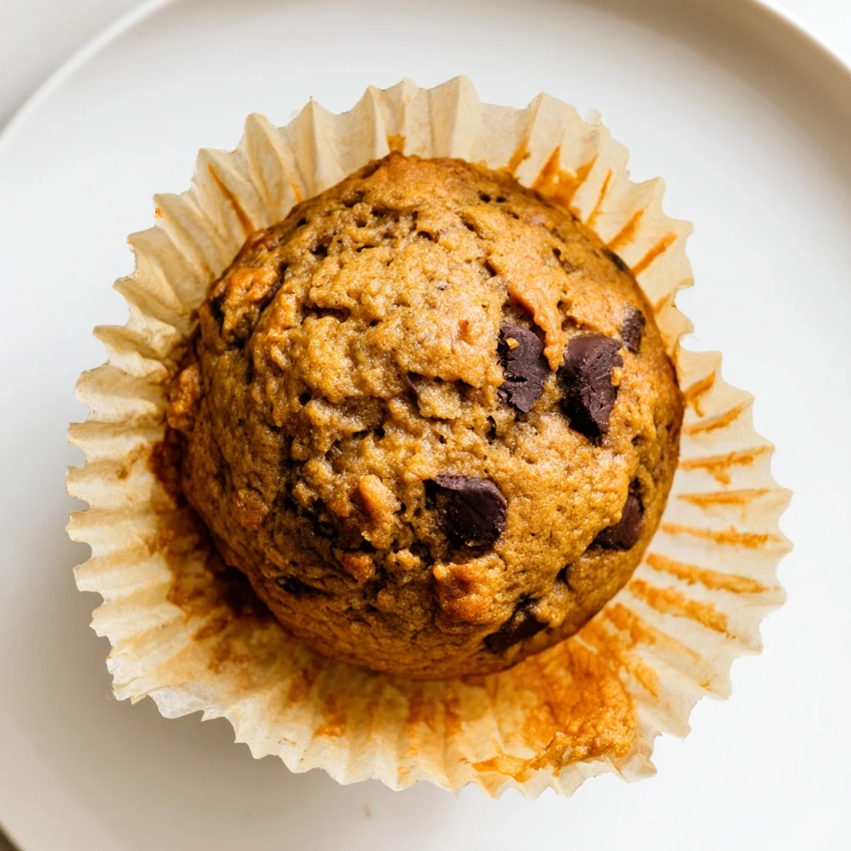 Golden brown peanut butter banana muffins with domed tops cooling on a wire rack