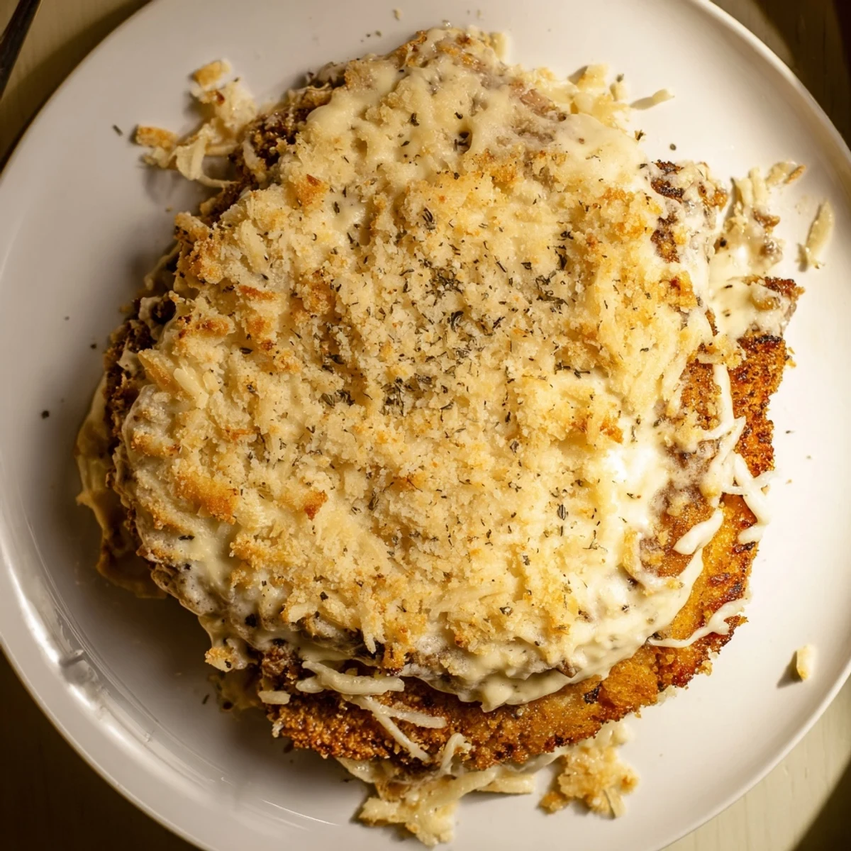 Serve Longhorn Steakhouses Parmesan Crusted Chicken with mashed potatoes and lemon