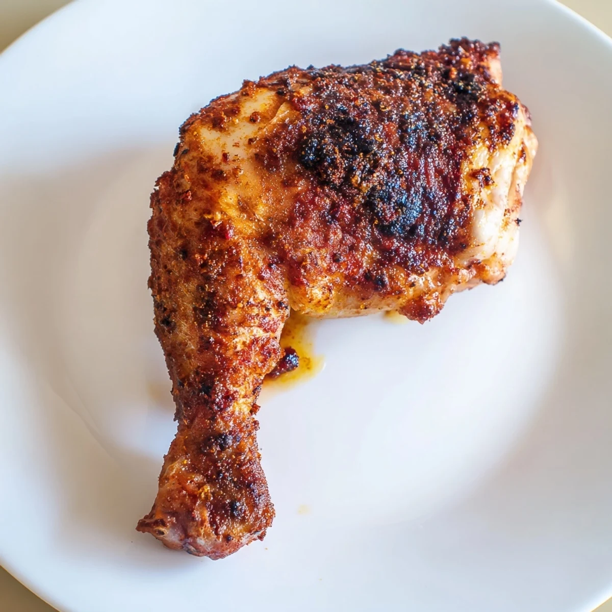 Spicy Honey Butter Fried Chicken glistening with sticky glaze, steam rising, golden crust